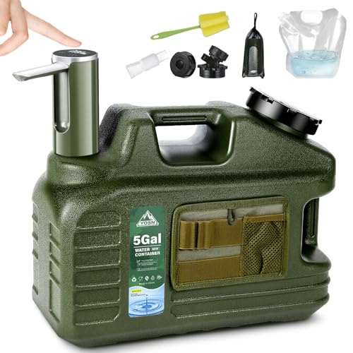 YOSN 5 Gallon Water Jug with Pump, Camping Water Container, BPA Free Portable Water Dispenser with Spigot, Leak-Proof Large Camping Water Jug for Emergency Storage,Outdoor,Hiking - Image 1