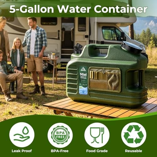 YOSN 5 Gallon Water Jug with Pump, Camping Water Container, BPA Free Portable Water Dispenser with Spigot, Leak-Proof Large Camping Water Jug for Emergency Storage,Outdoor,Hiking - Image 4
