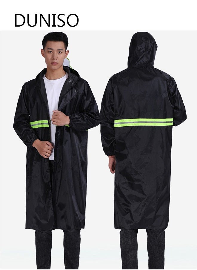 DUNISO - Mens Long Raincoat Waterproof Rain Jacket Hooded Rain Poncho Lightweight Emergency Jacket for Outdoor Activities - Image 1