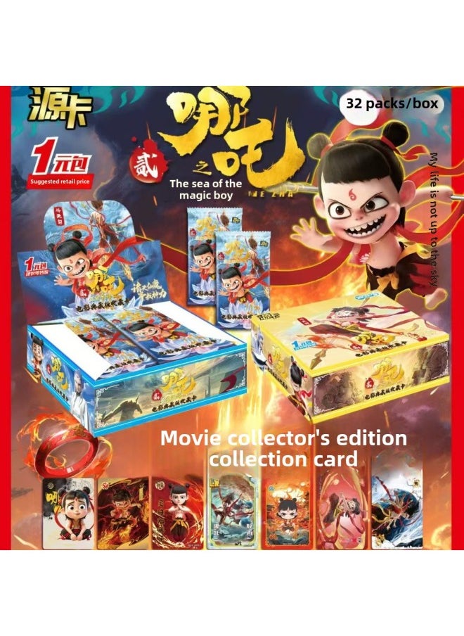 Which Zha 2 Magic Child Haunts The Sea Card Fighting Day Bag 1 Yuan Bag Pro-sign Card Blind Box Ao Bing Movie Seal God List Around-Color:Nezha 2 Magic Boy Noodles Cards [full Box] 32 Packs Of 160 Cards-Specifications:Box  - Image 1