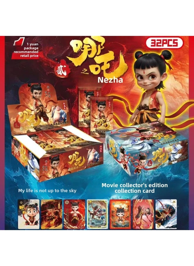 Which Zha 2 Magic Child Haunts The Sea Card Fighting Day Bag 1 Yuan Bag Pro-sign Card Blind Box Ao Bing Movie Seal God List Around-Color:Nezha 2 Magic Boy Noodles Cards [full Box] 32 Packs Of 160 Cards-Specifications:Box  - Image 2