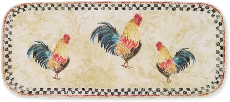 UPware Country Rooster Melamine Serving Tray 15 x 65 Inch Rectangular Serving Platter BPA Free Food Tray for Party Entertaining - Image 1