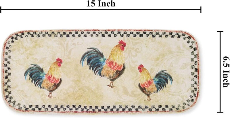 UPware Country Rooster Melamine Serving Tray 15 x 65 Inch Rectangular Serving Platter BPA Free Food Tray for Party Entertaining - Image 2