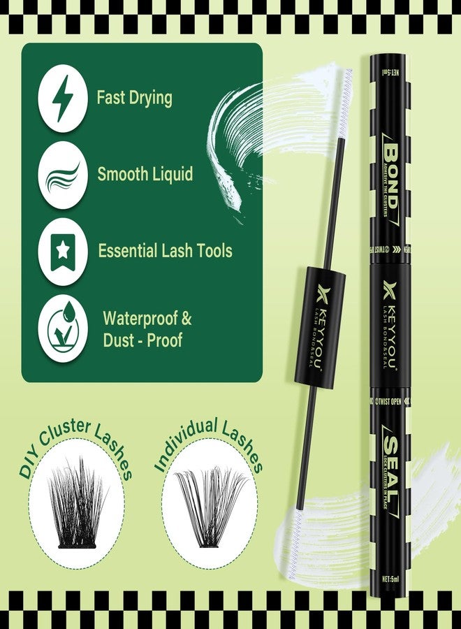 KEYYOU Lash Bond and Seal 10ML White Bond and Seal Lash Glue KEYYOU Lash ClUSter Glue MasUSra for Long Lasting WaterProof Lash Extension Glue Clear-5ml+5ml - Image 2