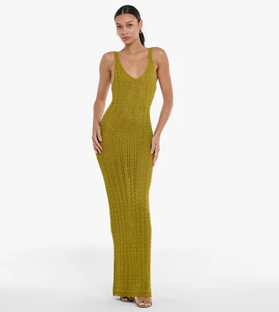 slim fit dress slacks BCBGMAXAZRIA Metallic Pleated Gown  Runway Catalog