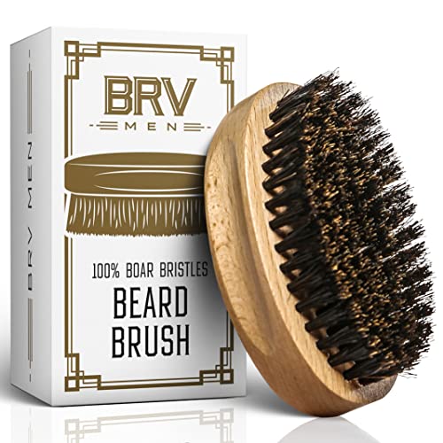 فرشاة لحية BRV MEN بشعيرات خنزير صلبة من FirstCut هدية مثالية للرجال من خشب الزان