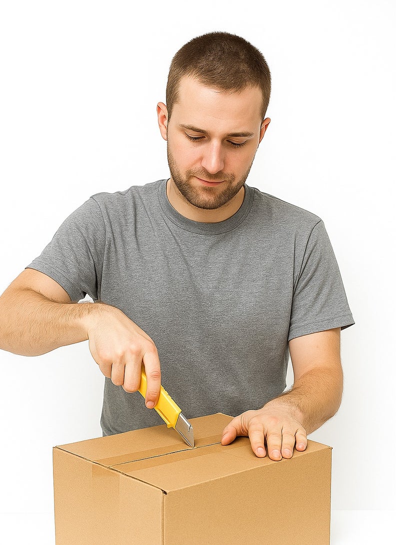 Biella Utility Knife, Retractable Box Cutter For Cartons, Cardboard And Boxes, 18Mm Wider Razor Sharp Blade, Smooth Mechanism, Perfect For Office And Home Use - Image 4