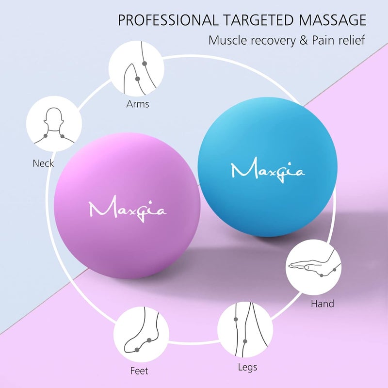 Maxgia 2 Mini Massage Ball 5 Speeds Vibrating Massage Roller Ball for Palm Hand Foot Leg Neck Back Trigger Point Muscle Therapy Ball for Myofascial Release Plantar Fasciitis Purple - Image 2
