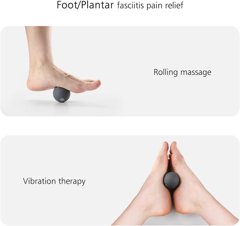 Maxgia 2 Mini Massage Ball 5 Speeds Vibrating Massage Roller Ball for Palm Hand Foot Leg Neck Back Trigger Point Muscle Therapy Ball for Myofascial Release Plantar Fasciitis Purple - Image 5