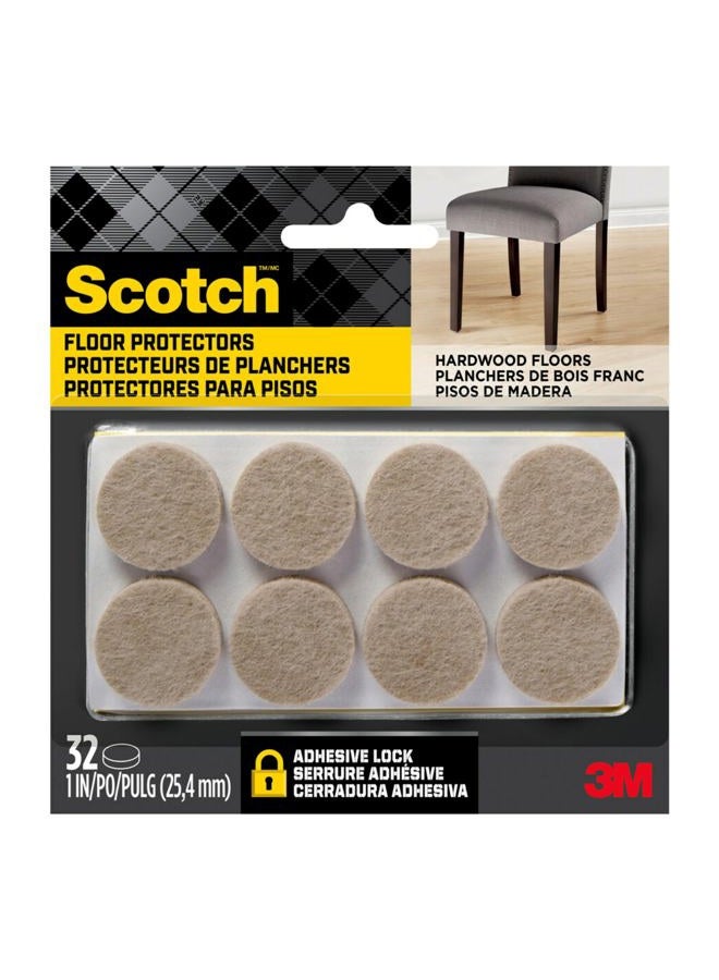 Scotch  Felt Pads 32 PCS Beige, Felt Furniture Pads for Protecting Hardwood Floors, 1" Round, Easy-to-apply, Self-Stick design, Reliable protection from nicks, dents and scratches (SP802-NA) - Image 1