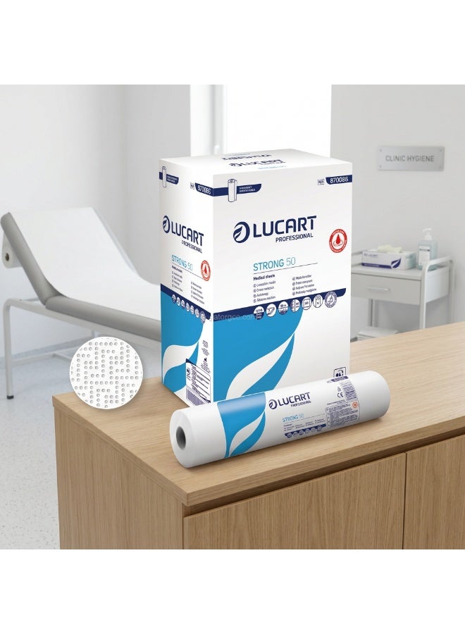 لوكارت رول غطاء سرير Lucart | ورق طبي للاستعمال مرة واحدة 2 طبقة | غطاء لطاولات الفحص والعلاج | 135 ورقة | 6 رول - Image 2