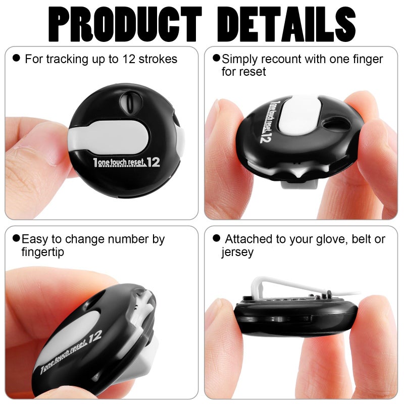 Frienda 4 Pieces Golf Score Counter Mini Golf Stroke Counter with One Touch Reset and Simple Attachment to Scorekeeper Glove in (Black) - Image 3