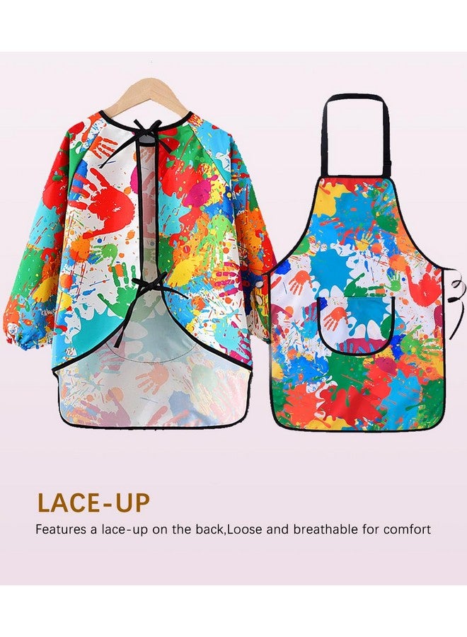 miniQ Kids Art Smock And Painting Apron Kit,Waterproof Artist Smocks With Pocket Long Sleeves And Aprons For Age 8-14 - Image 3