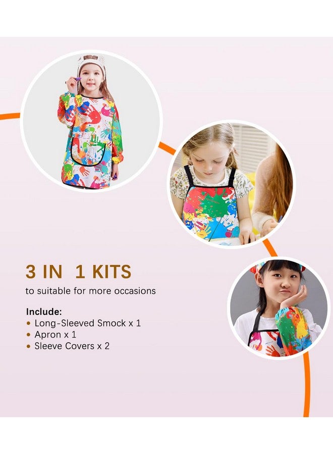 miniQ Kids Art Smock And Painting Apron Kit,Waterproof Artist Smocks With Pocket Long Sleeves And Aprons For Age 8-14 - Image 2