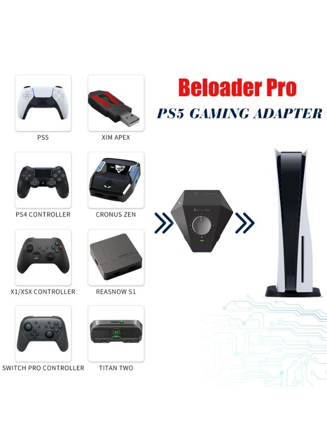 Beloader Pro PS5 Adapter with Network Port and Volume Adjustment Function Pro Adapter for PS5 All Games，USB Adapter for Xim Apex/Cronus Zen/Titan Two/Cronus Max Controller Emulator. - Image 2