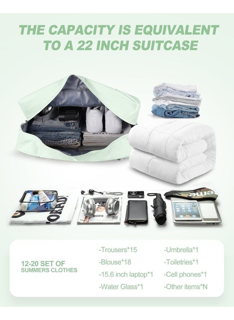 تانجبلب حقيبة سفر قابلة للطي، حقيبة يد مقاومة للماء، حقيبة يد خفيفة الوزن، حقيبة أمتعة، مناسبة للرياضة، صالة الألعاب الرياضية، العطلات، للجنسين -  مينت جرين - Image 3