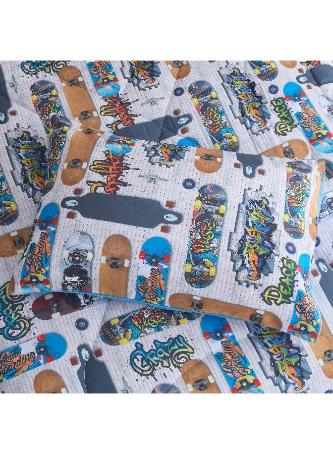 Home Box Tom Gearhead Skate 2-Piece Twin Microfiber Comforter Set 220 x 160 cm  - Image 1