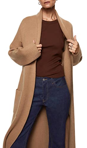 Fazortev Womens Long Sleeve Maxi Cardigan Open Front Oversized Knitted Sweater Coat Casual Lapel Warm Overcoat with Pocket Camel - Image 2