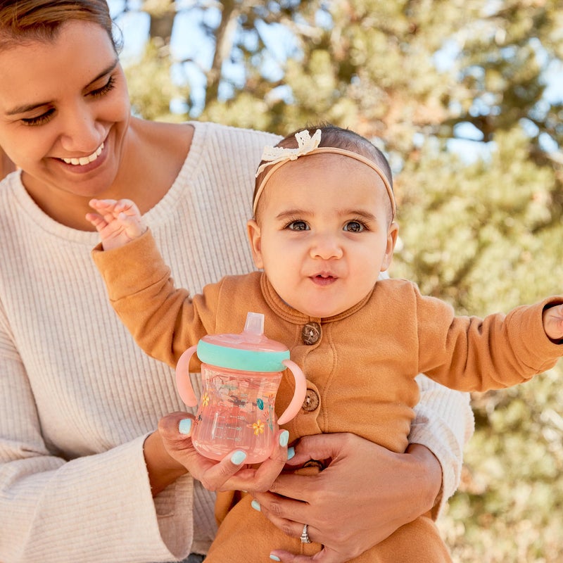 The First Years - Soft Spout Sippy Cup - Toddler Trainer Cup for 6+ Months -with Handles and Leak Proof Lid - 7 Oz - Floral Ladybug Print - 2 Count - Image 5
