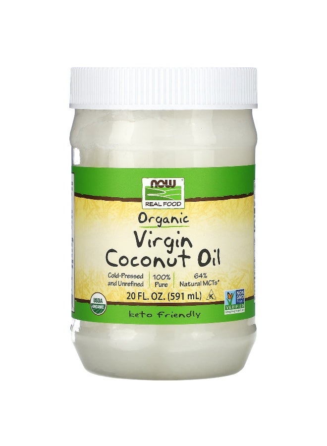 Now Foods NOW Foods, Real Food, Organic Virgin Coconut Oil, 20 fl oz (591 ml)  - Image 1
