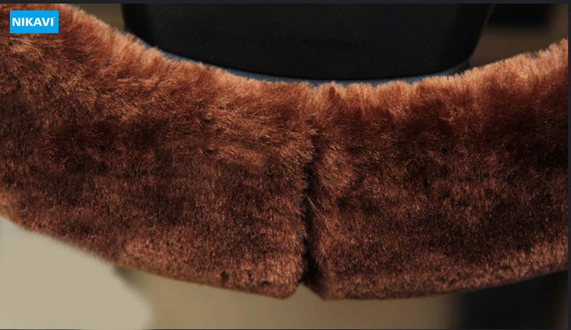 NIKAVI Leather Classic Steering Wheel Cover - Brown Color | Size - Medium | Diameter 38 cm | O-Type | Car Steering Wheel Protector, Anti-Slip, Premium Leather Finish Grip Cover - Image 5