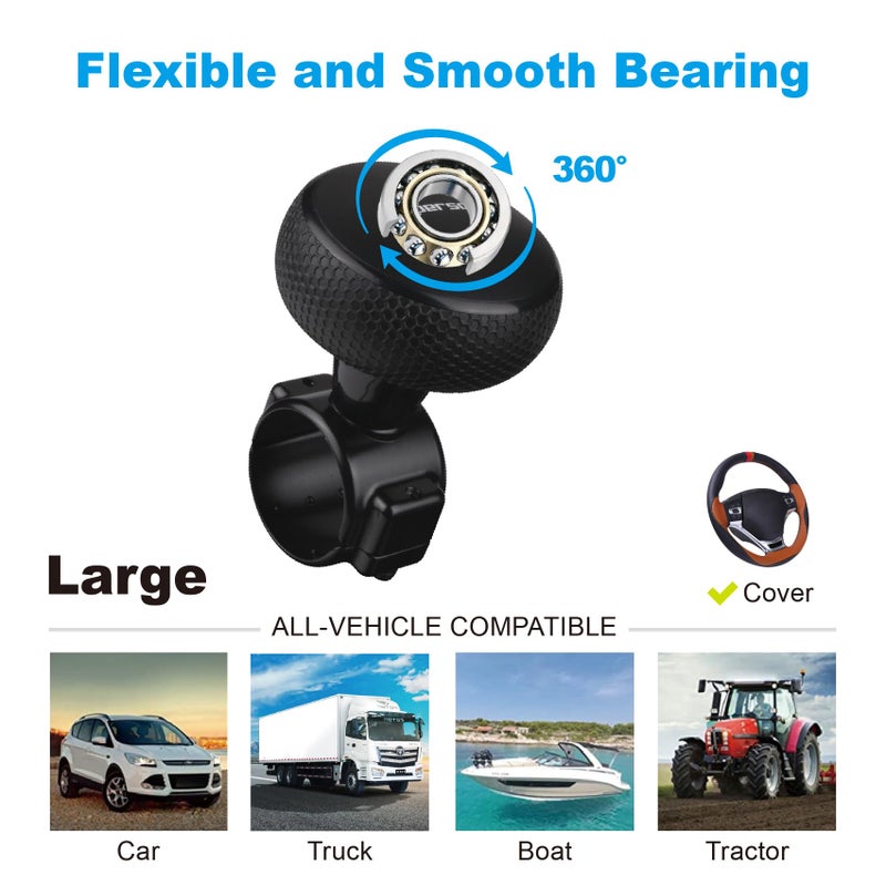 Hypersonic Steering Wheel Knob - Durable Black Suicide Knob Large Steering Wheel Ball Bearings, Making Steering Effortless and Smooth - Image 3