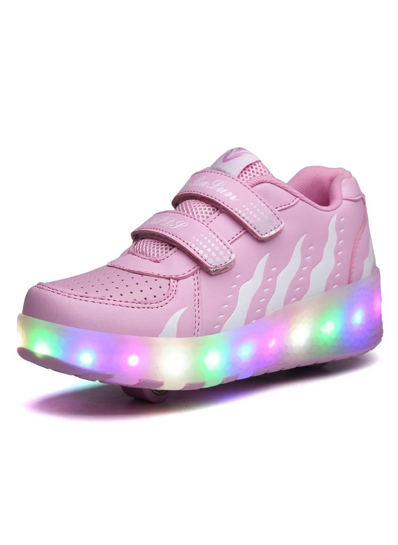 Loquat - LED Light Up Roller Skates Wheel Shoes for Kids Pink - Image 1