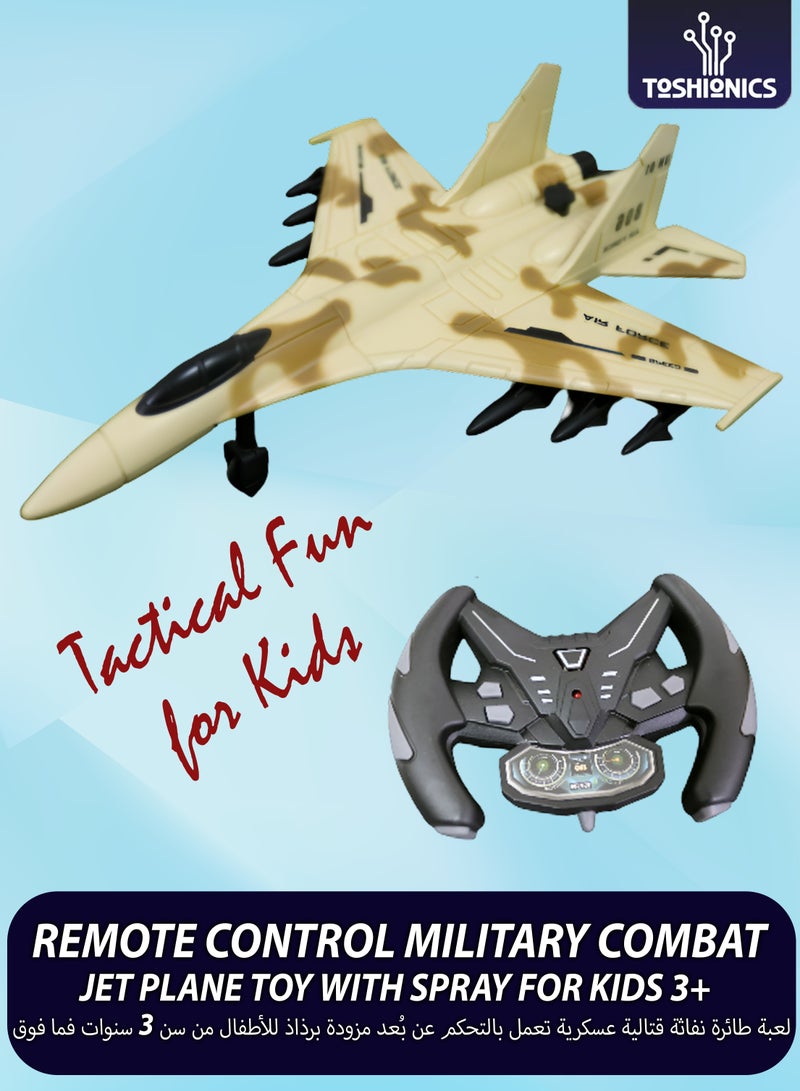 Toshionics Fighter Jet Airplane Toy for Kids – Military Style Remote Control Aircraft with Spray Function, 2.4GHz Omnidirectional Radio Control Jet, Realistic Combat Plane Design, Durable & Lightweight, Ideal Gift for Boys Aged 3+ (Model 809-44) - Image 1