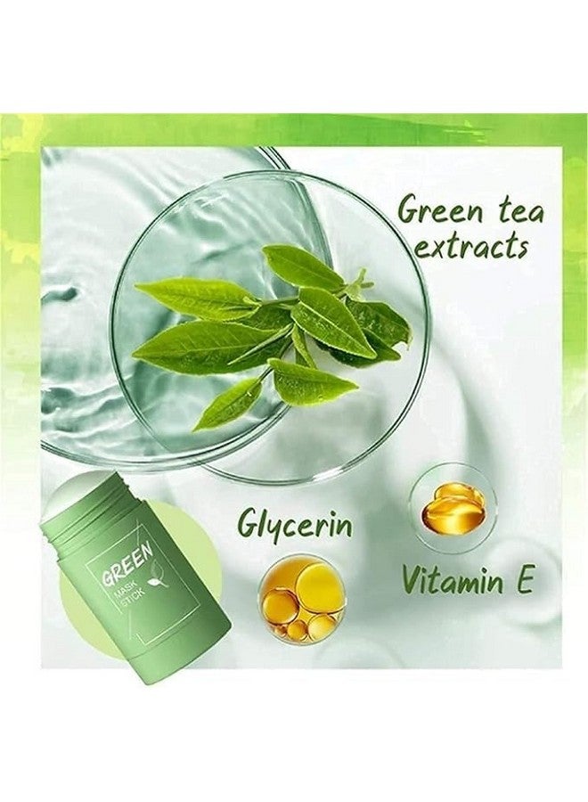 Green Stick Face Mask with Green Tea & Vitamin E - Blackhead Remover, Oil Control & Anti-Acne - Pack of 2 - Image 2
