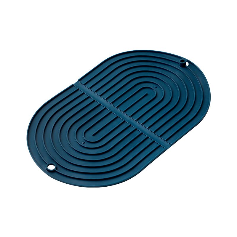 NILKANTH® Silicone Dish Drying Mat - 15.5" x 10" - Collapsible Large Dish Draining Mat | Counter top Mat | Sink Mat | Large Silicone Trivet |Dishwasher Safety Counter Pad (Blue) - Image 1