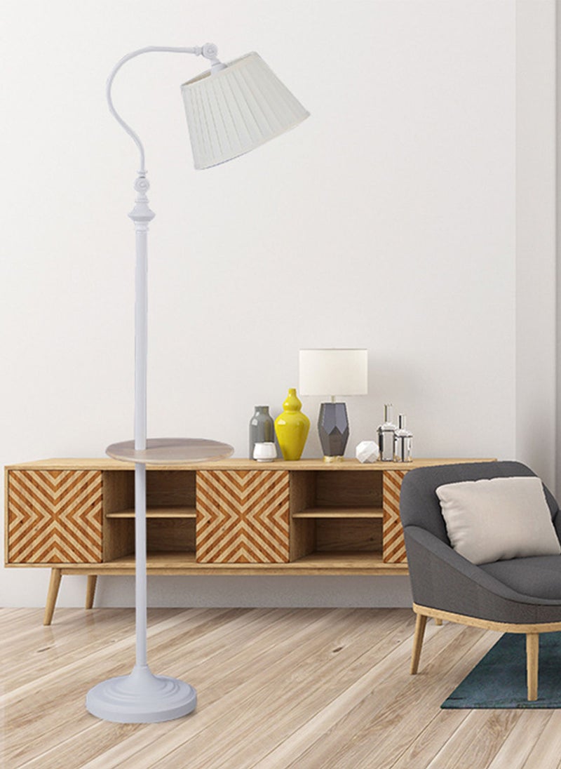 Sharpdo Modern Storage Floor Lamp With Shelf Nordic Metal LED Standing Lamp With Table Living Room Bedroom Bedside Table Floor Lighting Warm Light White 156 cm - Image 1