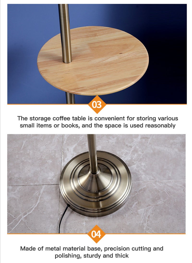 Sharpdo Modern Storage Floor Lamp With Shelf Nordic Metal LED Standing Lamp With Table Living Room Bedroom Bedside Table Floor Lighting Warm Light White 156 cm - Image 4