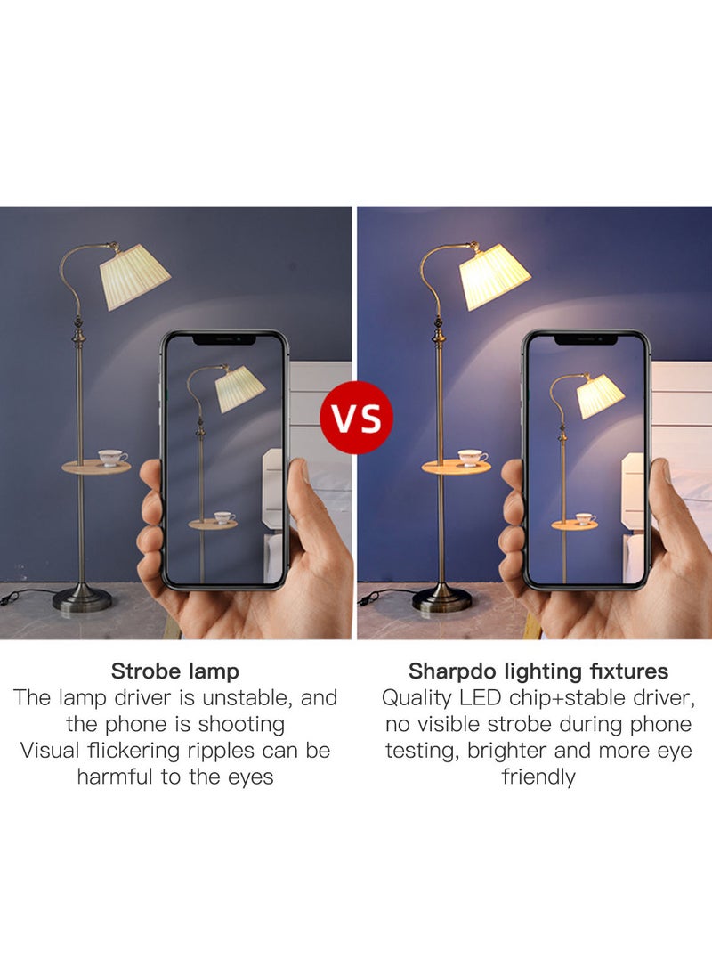 Sharpdo Modern Storage Floor Lamp With Shelf Nordic Metal LED Standing Lamp With Table Living Room Bedroom Bedside Table Floor Lighting Warm Light White 156 cm - Image 2