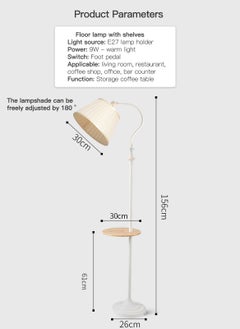 Sharpdo Modern Storage Floor Lamp With Shelf Nordic Metal LED Standing Lamp With Table Living Room Bedroom Bedside Table Floor Lighting Warm Light White 156 cm  - Image 5