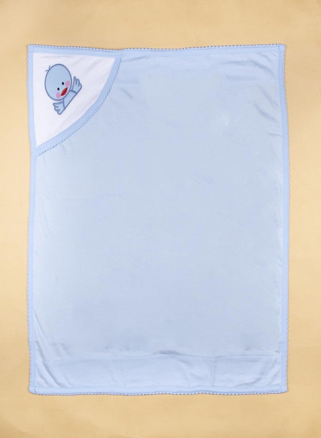Tinycare Cotton Bath Hooded Towel for New Born, Extra Soft Terry Fabric Printed Towel for Kids/Toddler/Infants 72 x 72cm, Quick Absorbent, Reusable Napkins Bathing Towels (Blue- 1P) 0-12 Months - Image 4