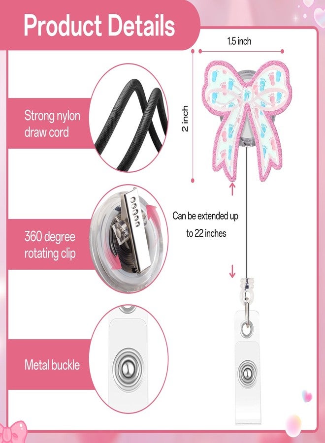 Kimoli Funny Nursing Badge Reel Cute Bow Labor and Delivery Nurse Badge Reel Pink Id Card Holder with Clip for Rn Doctor Healthcare Teacher Nurse Gifts - Image 2