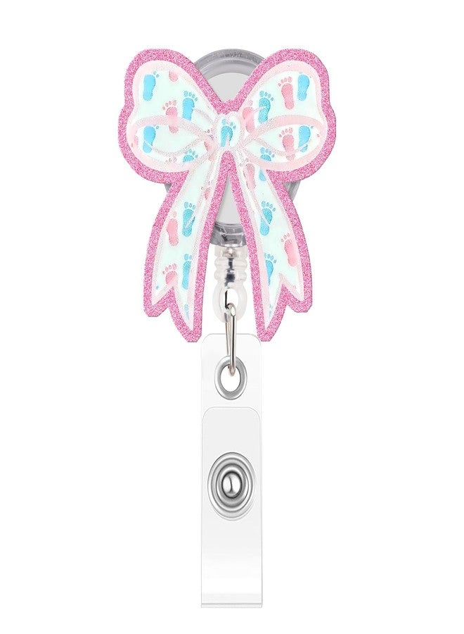 Kimoli Funny Nursing Badge Reel Cute Bow Labor and Delivery Nurse Badge Reel Pink Id Card Holder with Clip for Rn Doctor Healthcare Teacher Nurse Gifts - Image 1