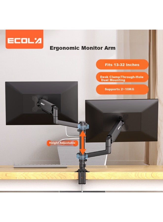 Ecola F42bk-cp Black Dual Arm Height Adjustable Monitor Stand - Image 1