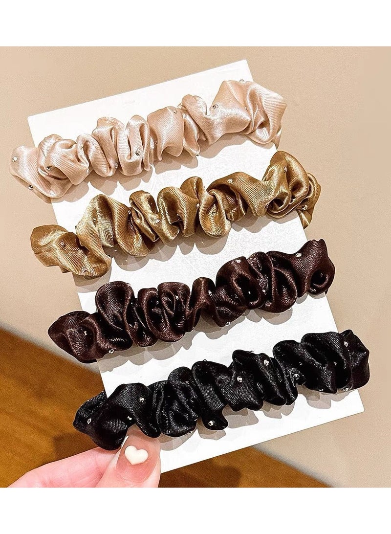 Goolsky 4 Pcs Silk Hair Scrunchies Soft & Comfortable Small Silk Scrunchy Skinny Hair Ties Bows Ropes Elastics Ponytail Holders for Women Girls Hair Accessories - Image 2