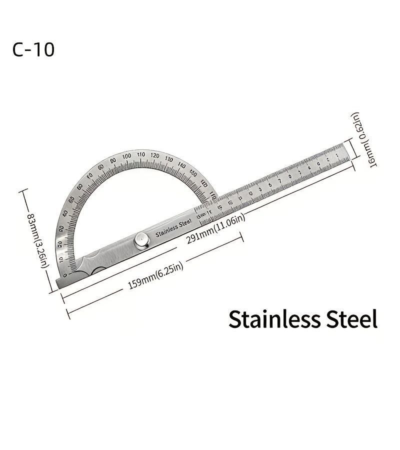 High Precision Multifunctional Angle Ruler 180 Degree Protractor Straightedge B 10 - Image 2