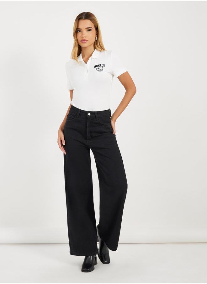 Styli Embroidery Detail Polo Neck Knit Bodysuit  - Image 2
