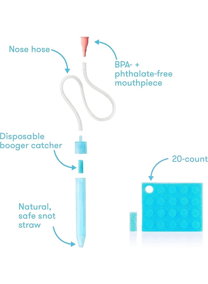 Chabeia Baby Nasal Aspirator Snot sucker (Blue) – Gentle Nose Cleaner with 24 Disposable Filters, Easy-to-Clean Design for Newborn Congestion Relief,BPA Free - Image 3