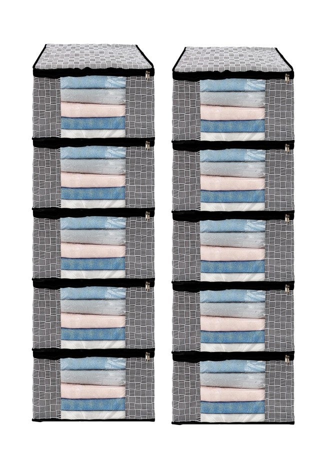 Shaping Fabric Garment Cover Non-Woven 90 GSM with Transparent Window & Double Metal Zipper - Pack of 10 | Dustproof Clothes Storage Bag for Sarees, Suits, Jackets, Shirts SCSDRL1682493517524148525142 - Image 1