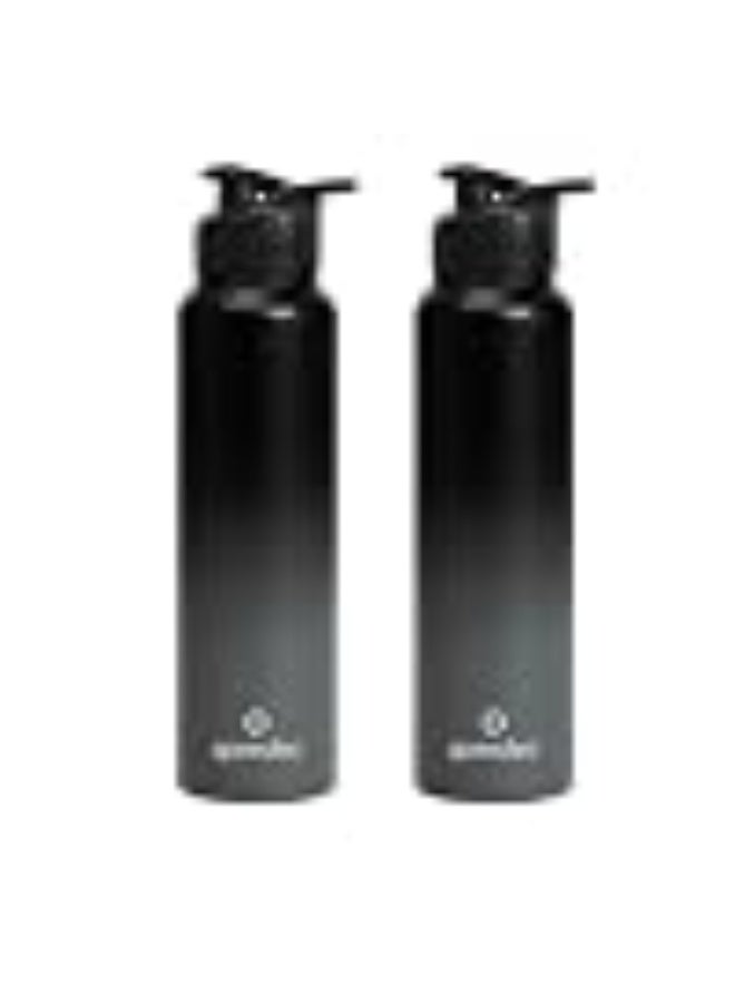 Speedex Stainless Steel Metal Water Bottle 1 Ltr 1000 ml, BIS Approved, Leak Proof Sipper Cap Bottle for Office, School, Gym, Travel, Daily Use for Men, Women, Kids, Adults, Black Grey, Set of 2 - Image 1
