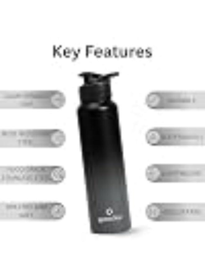 Speedex Stainless Steel Metal Water Bottle 1 Ltr 1000 ml, BIS Approved, Leak Proof Sipper Cap Bottle for Office, School, Gym, Travel, Daily Use for Men, Women, Kids, Adults, Black Grey, Set of 2 - Image 2