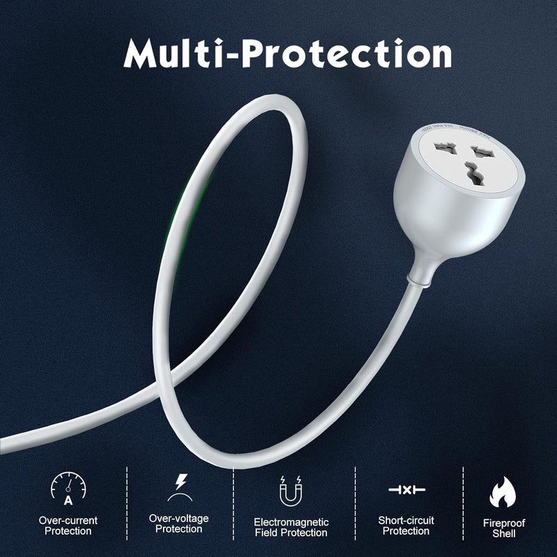 Hoteon Extension Board with 5 Meters Heavy Duty Long Wire Cord Single Outlet Socket 2500W 10A Expandable Electric Extension 3 pins Extension Cord for Indoor Outdoor Use 5M Grey1PCS - Image 4
