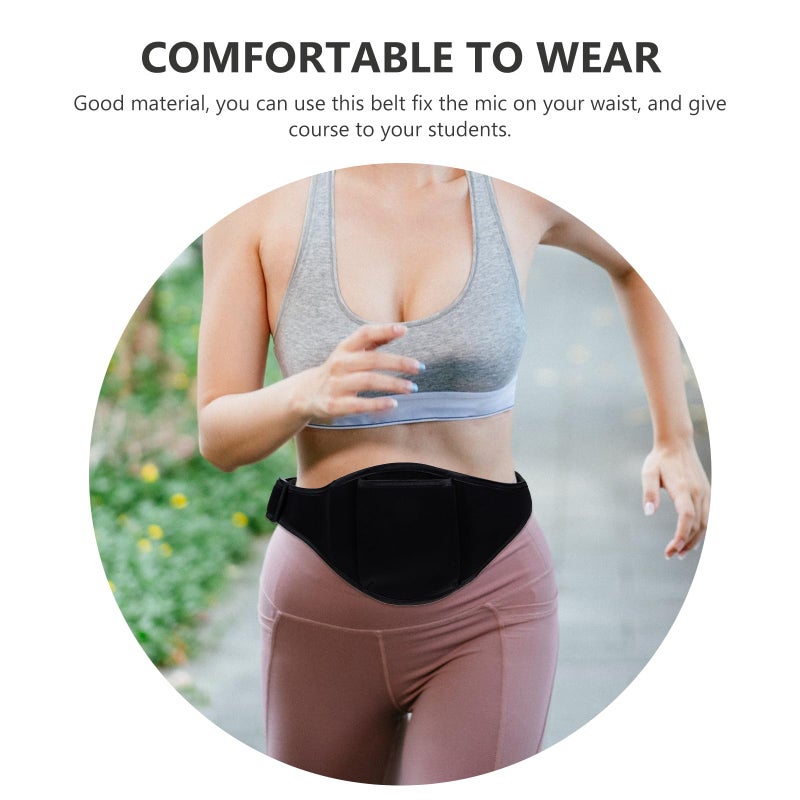 Black Microphone Waist Pouch for Running Aerobics Fitness Trainer Under 20L Capacity - Image 4