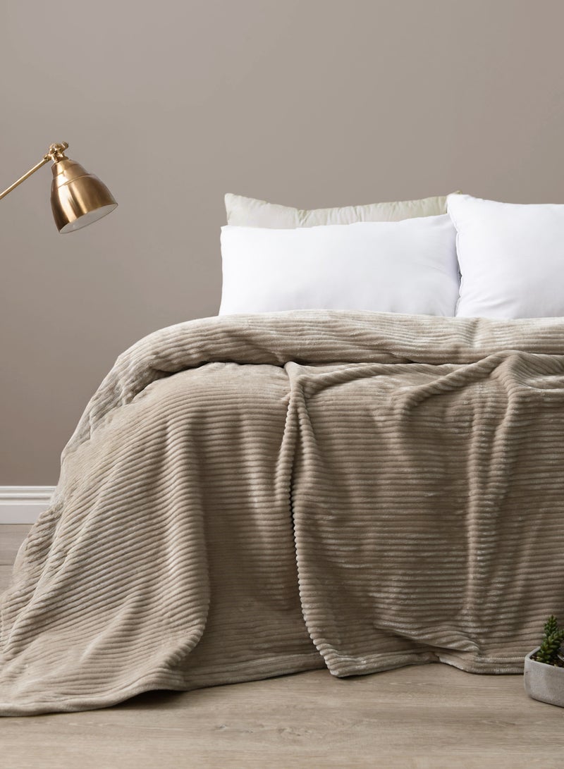 MORANO Morano Fluffy Blanket Dyed Model 220X240Cm, Ultra Soft Polyester Textured Stripe Effects, Lightweight and Cozy  - Image 1