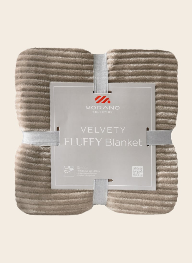 Morano Fluffy Blanket Dyed Model 220X240Cm, Ultra Soft Polyester Textured Stripe Effects, Lightweight and Cozy - Image 1