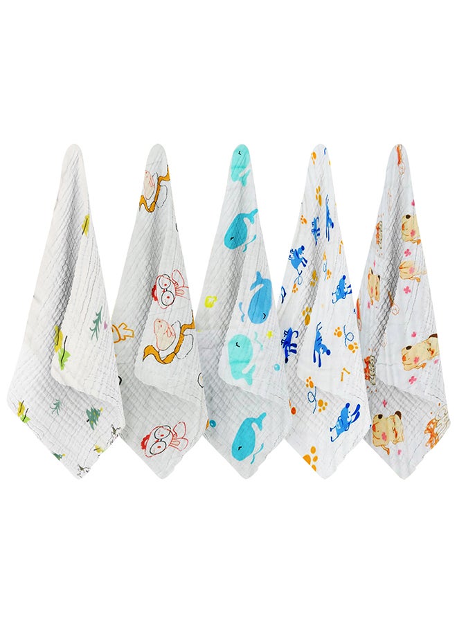 MARGOUN 5 Pack Baby Muslin Washcloths Natural Purified Cotton Baby Wipes Soft Newborn Baby Face Towel - Image 2